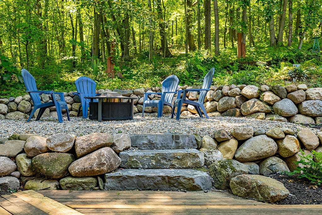 Retaining Wall and Firepit in Howell