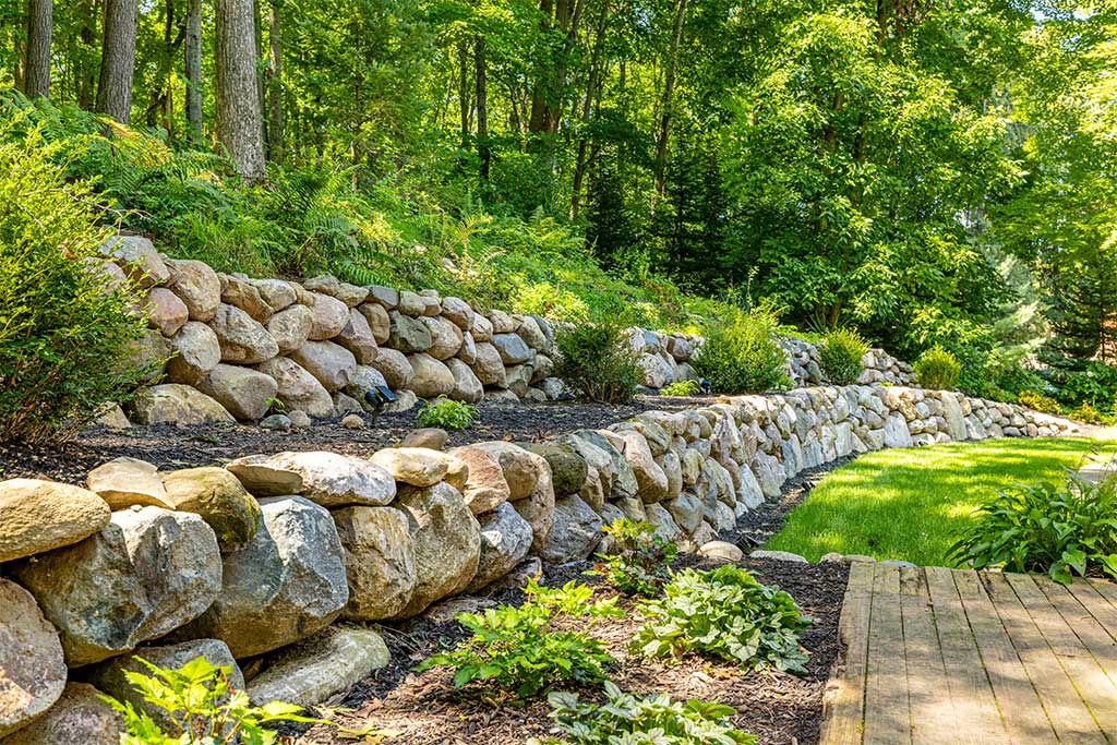 Retaining Wall and Firepit in Howell