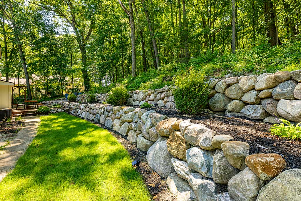 Retaining Wall and Firepit in Howell