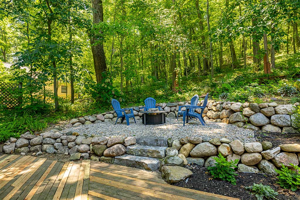 Retaining Wall and Firepit in Howell