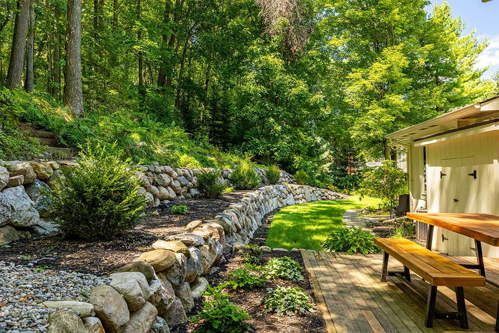 Retaining Wall and Firepit in Howell